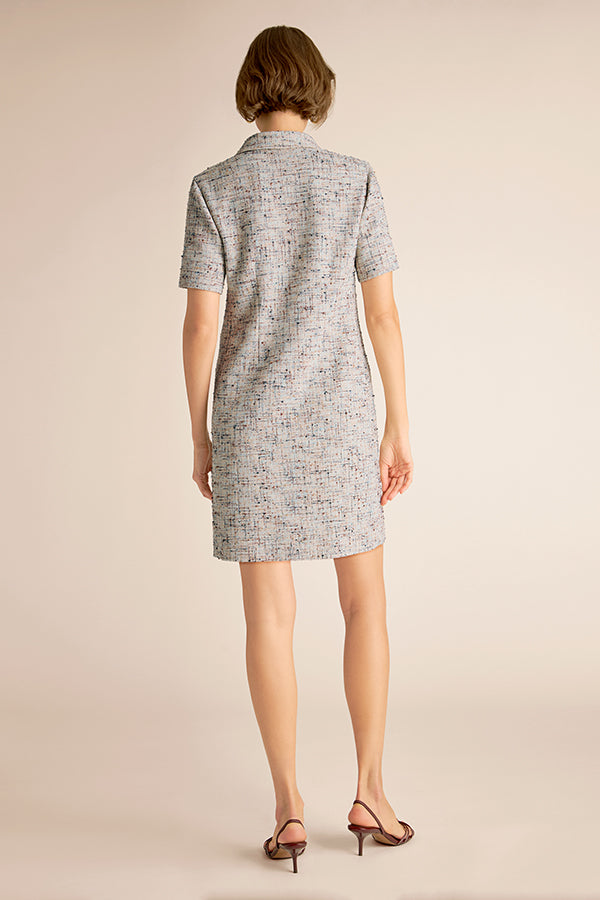 Asia Shirt Dress - Confetti Slub :: Ivory/Blue Multi