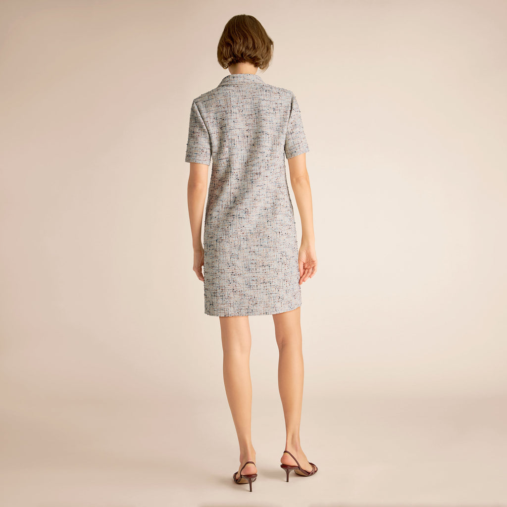 Asia Shirt Dress - Confetti Slub :: Ivory/Blue Multi