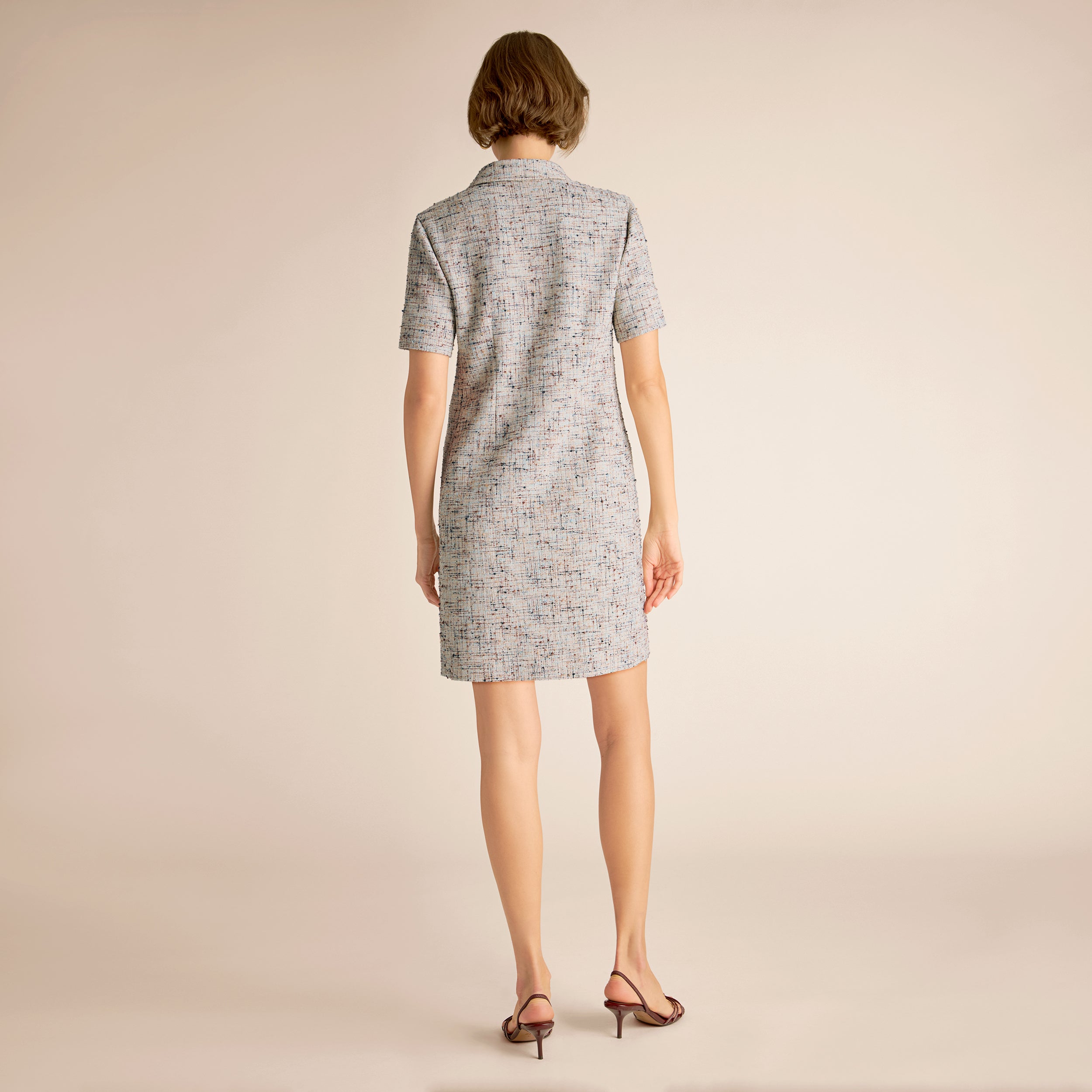 Asia Shirt Dress - Confetti Slub :: Ivory/Blue Multi