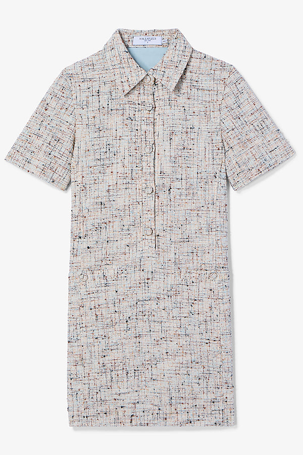 Asia Shirt Dress - Confetti Slub :: Ivory/Blue Multi
