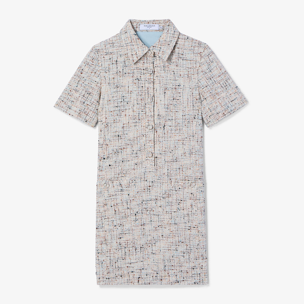 Asia Shirt Dress - Confetti Slub :: Ivory/Blue Multi