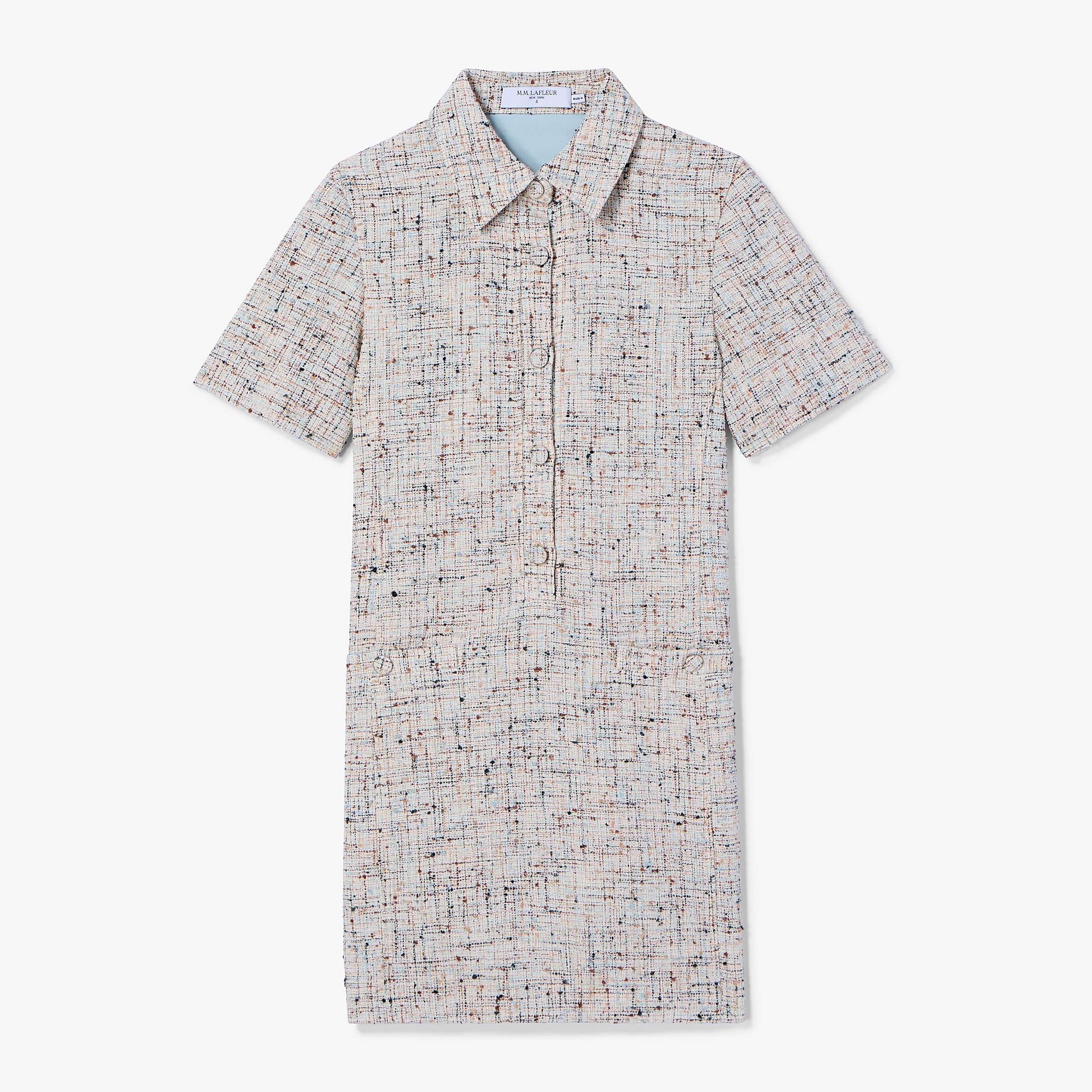 Asia Shirt Dress - Confetti Slub :: Ivory/Blue Multi