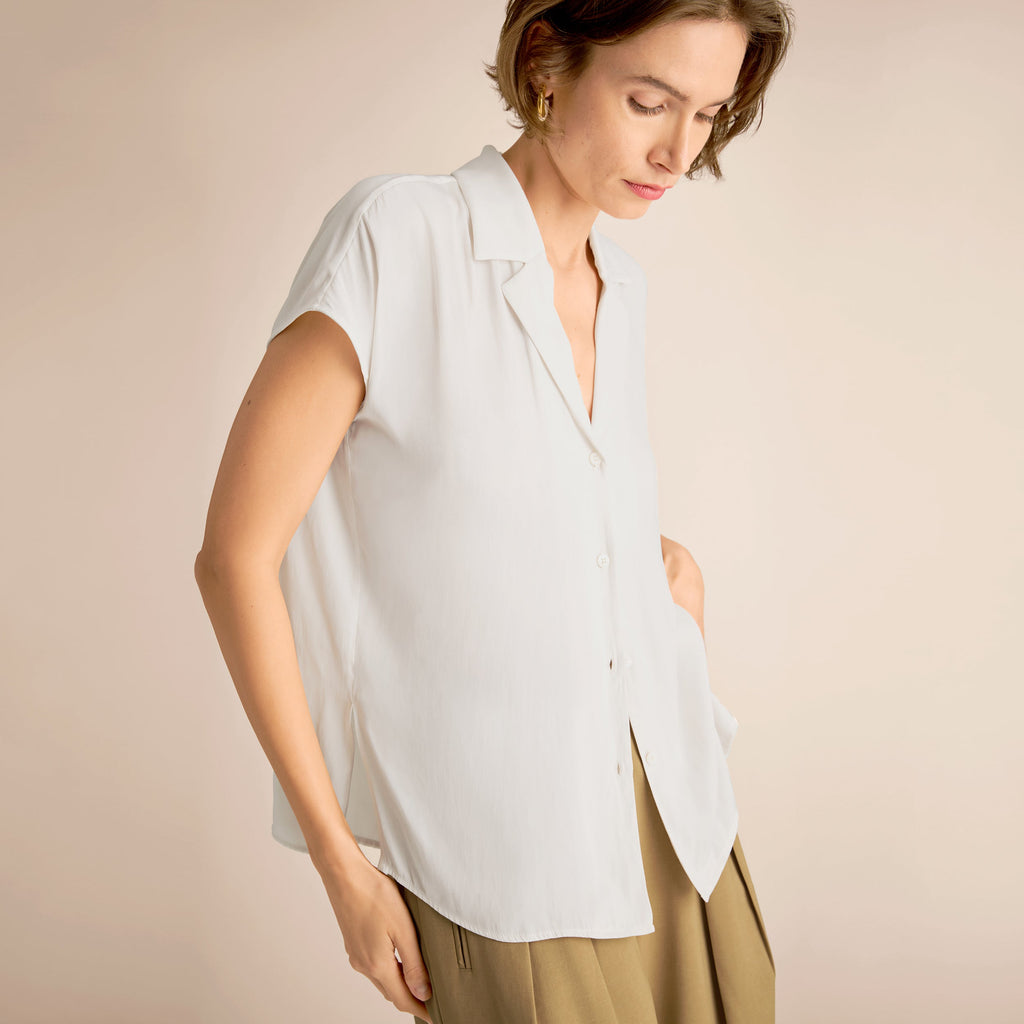 Halia Camp Collar Shirt - Eco Drape :: Ivory