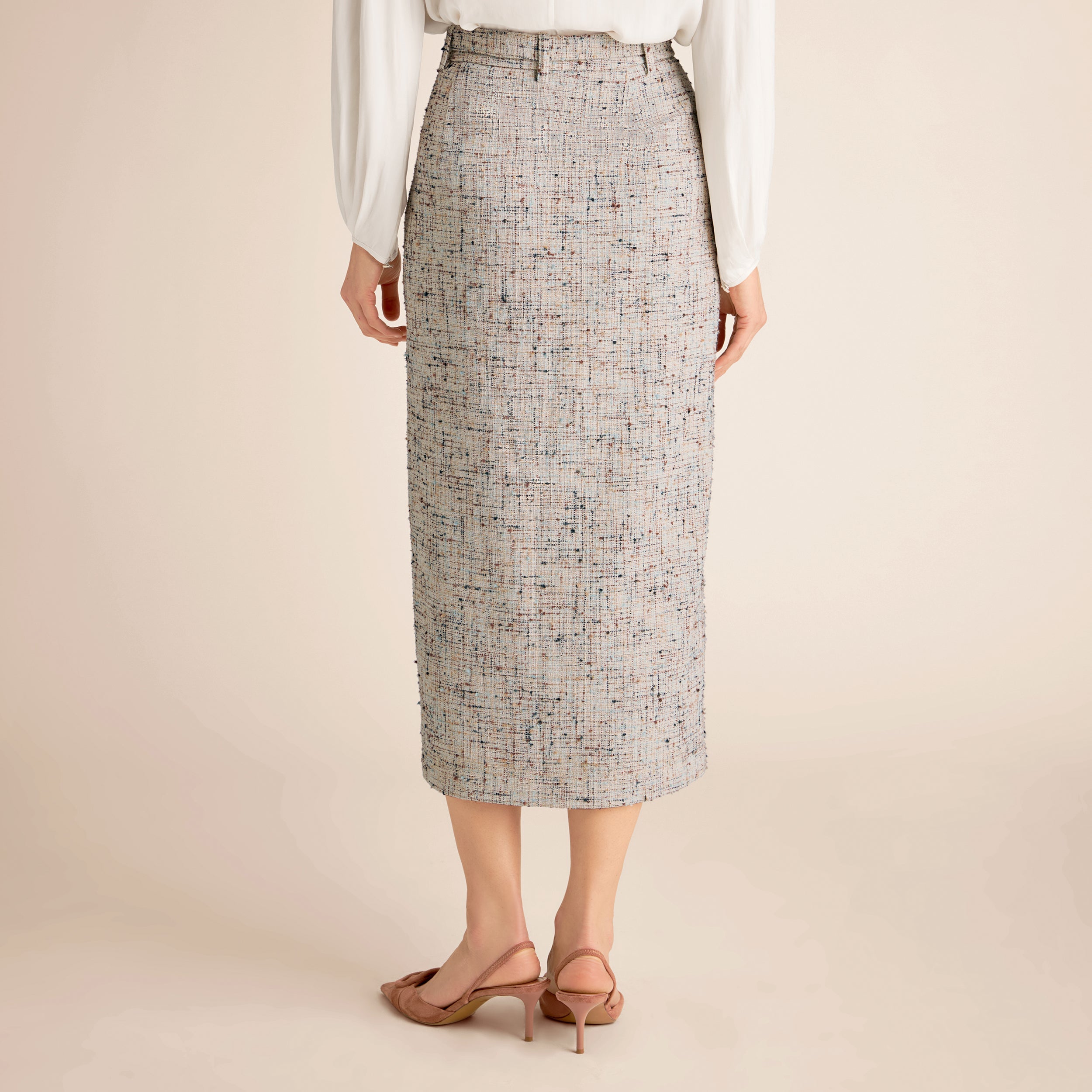 Mela Midi Skirt - Confetti Slub :: Ivory/Blue Multi
