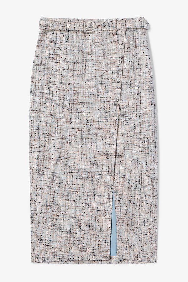 Mela Midi Skirt - Confetti Slub :: Ivory/Blue Multi