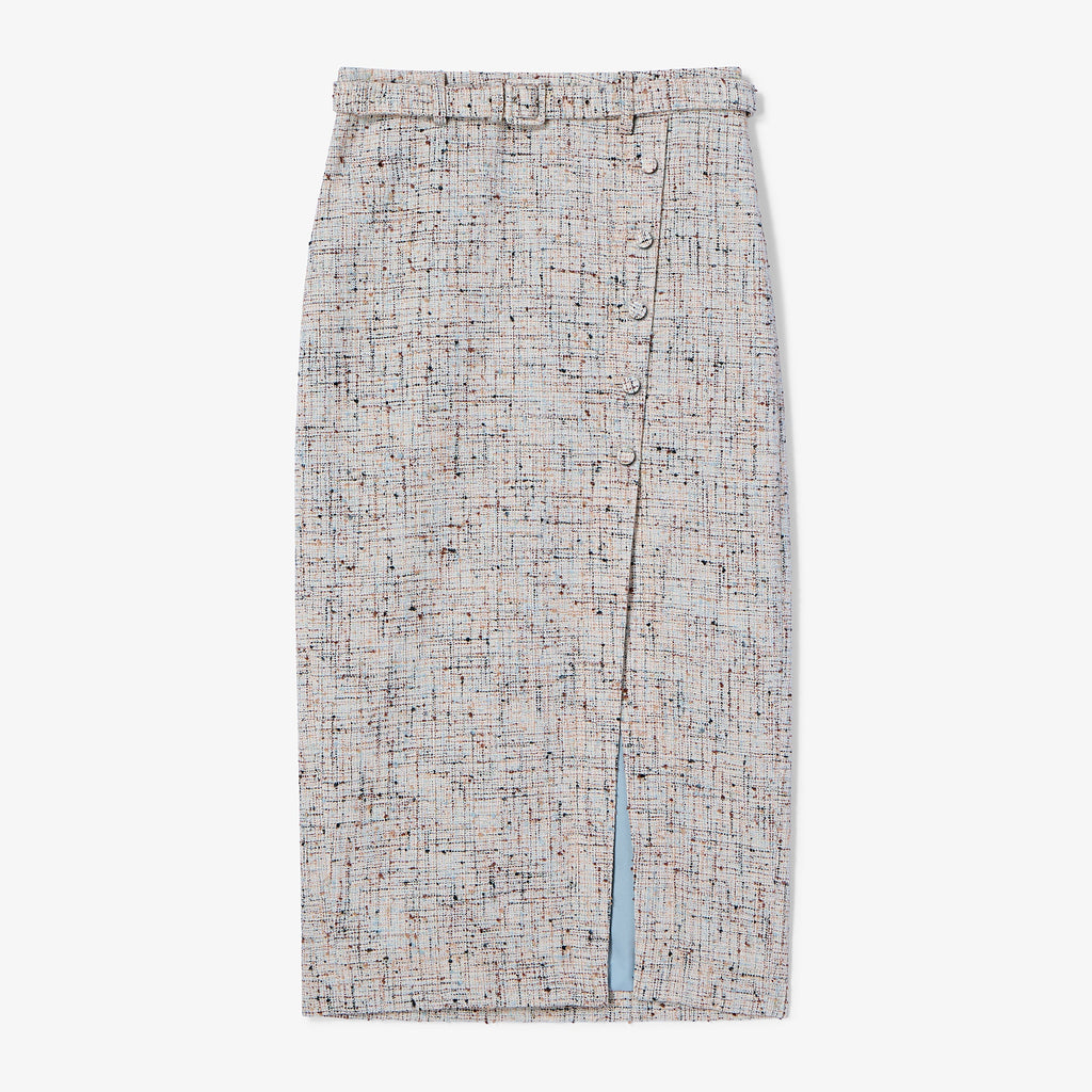 Mela Midi Skirt - Confetti Slub :: Ivory/Blue Multi