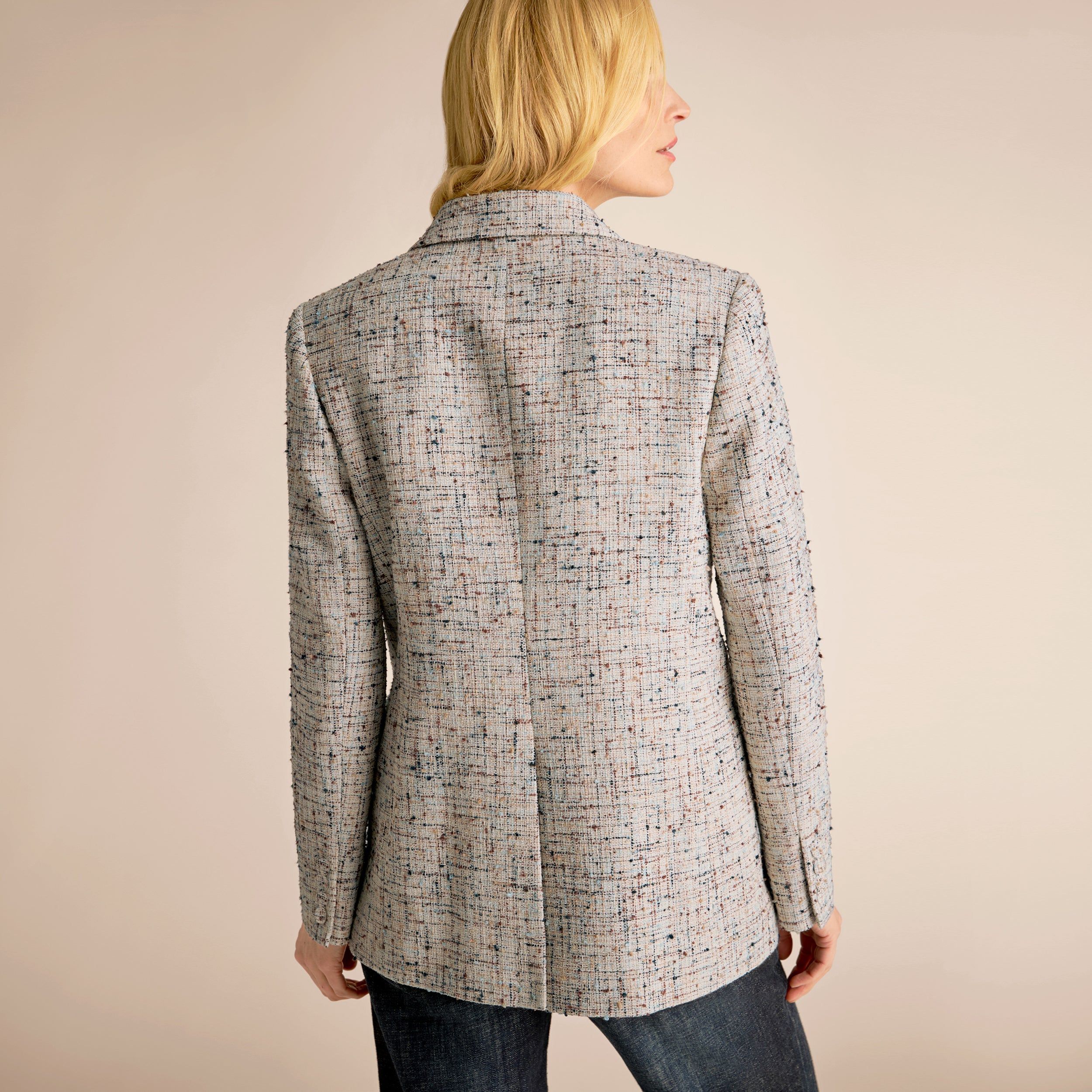 O'Hara Boyfriend Blazer - Confetti Slub :: Ivory/Blue Multi