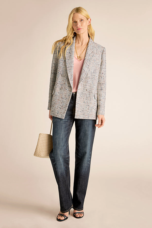 O'Hara Boyfriend Blazer - Confetti Slub :: Ivory/Blue Multi