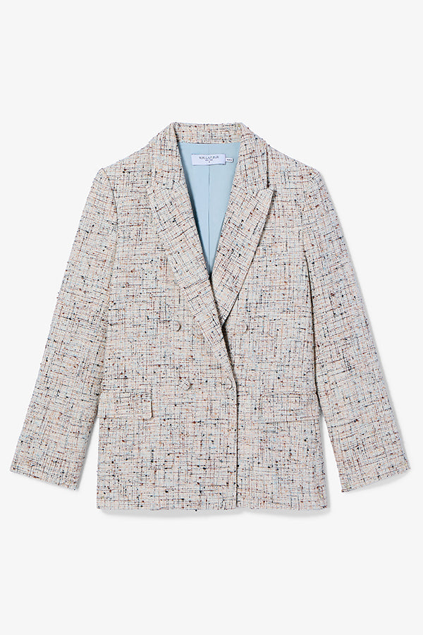 O'Hara Boyfriend Blazer - Confetti Slub :: Ivory/Blue Multi